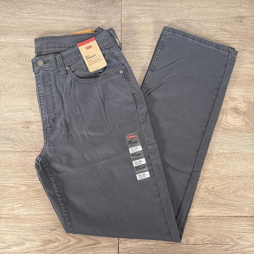 Levis 514 Jeans Men 34x32 Straight Stretch Flex Modern Below Waist 005140730